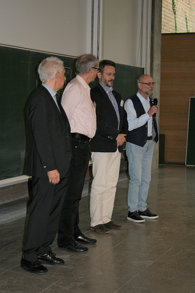 20180427_Innovation Day 2018_137.JPG - Schlussworte - v. l. n. r.: Prof. Dr.-Ing. Dr. h. c. Jürgen Becker, Prof. Dr. rer. nat. Wilhelm Stork, Prof. Dr.-Ing. Eric Sax, Prof. Dr.-Ing. Klaus D. Müller-Glaser